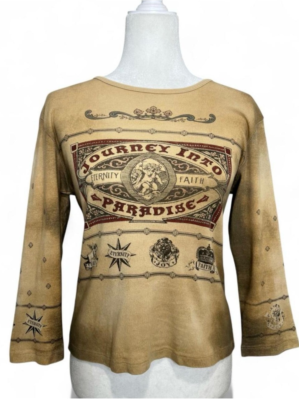 Vintage Y2K graphic Journey into paradise 3/4 sleeve top